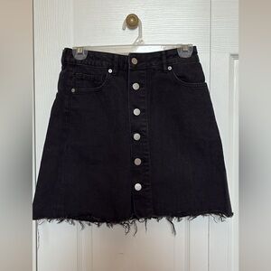 Black Button-Up Denim Skirt